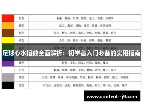 足球心水指数全面解析：初学者入门必备的实用指南